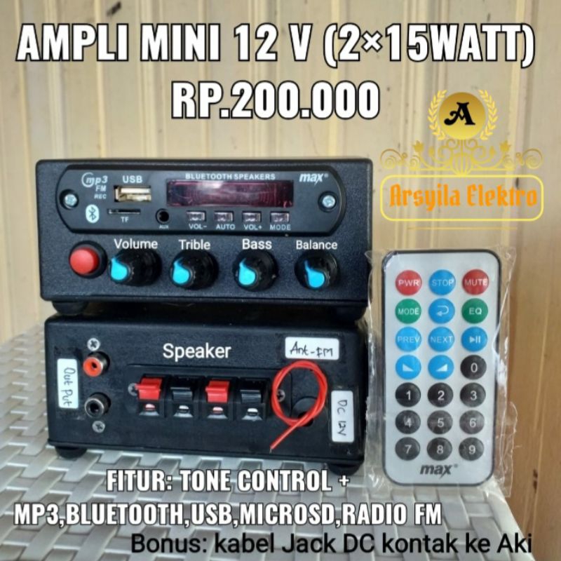 POWER AMPLIFIER / AMPLI MINI 12 VOLT MP3 Bluetooth USB Bass Trible