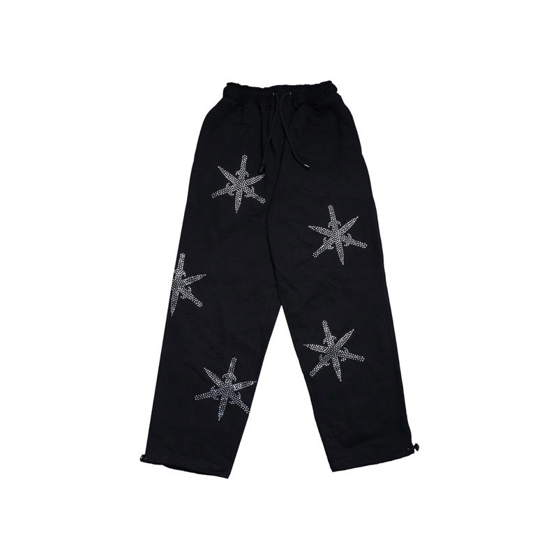 Dirty Business - Sword Baggy Pants Rhinestone Pants Heavyweight Black