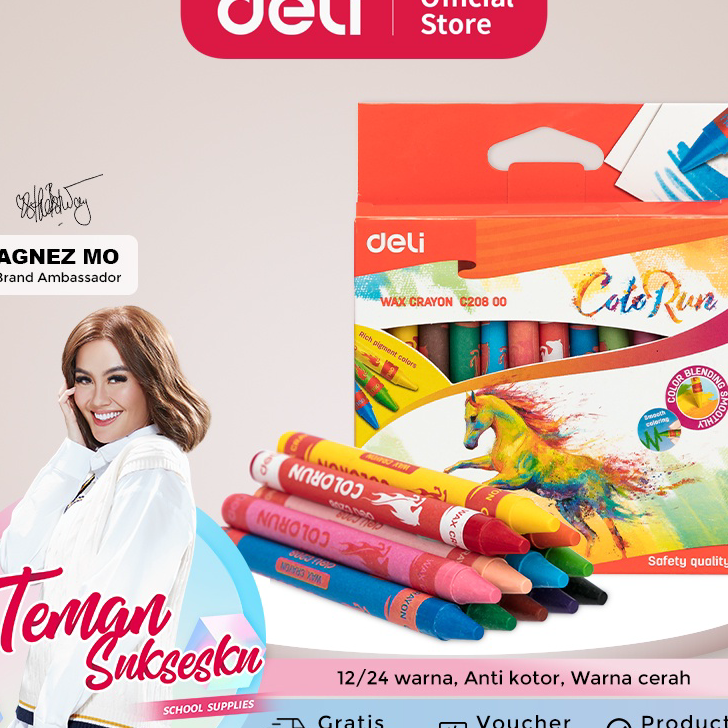 

Terbaru Deli Crayon Krayon Lilin 12 Warna Reguler/Jumbo Label Melingkar, Tangan Anti Kotor EC20800 EC20900