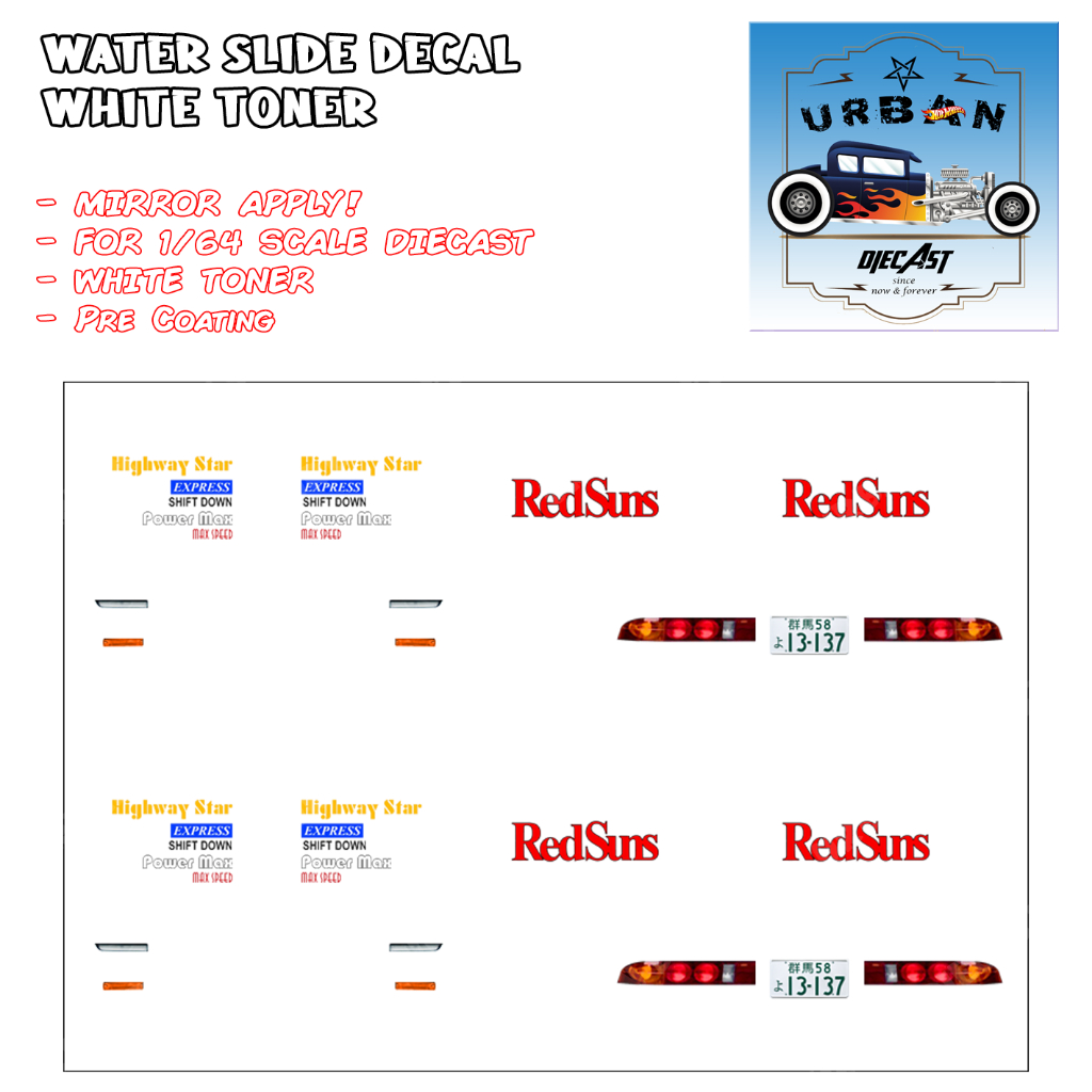 hot wheel decal initial D redsuns akagi
