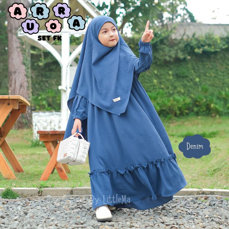 VENEZERAN - Gamis Syar'i Anak Perempuan / Set Gamis Anak Aurora M L XL XXL / Gamis Anak Perempuan Cr