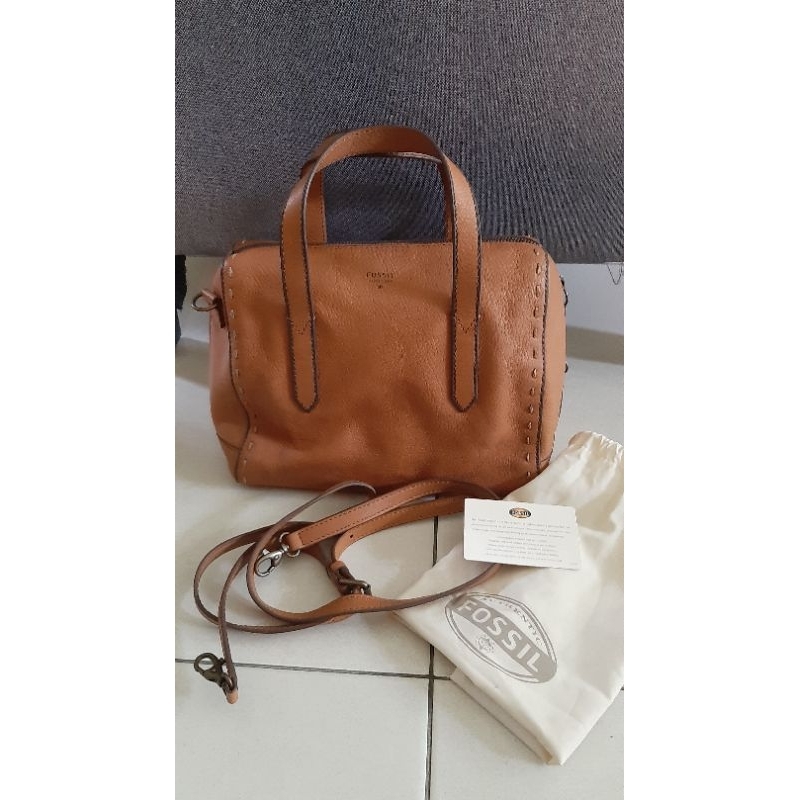 Fossil ss sydney satchel brown sugar ori bag tas original