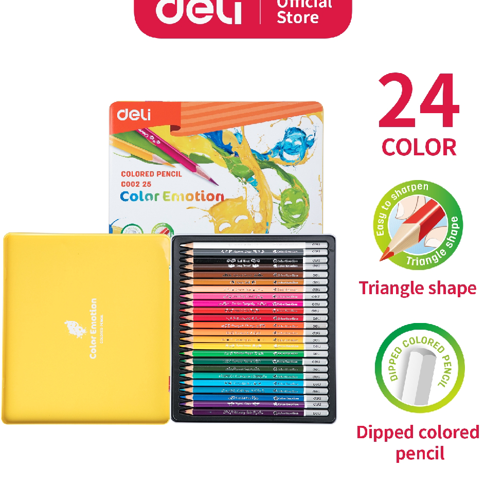 

Promo Deli Pensil Warna Halus 24 Warna Bentuk Segitiga Ergonomis EC00225 Grosir