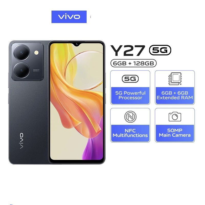 VIVO Y27 5G RAM 6/128GB BLACK ( CAMERA 50MP , NFC  )