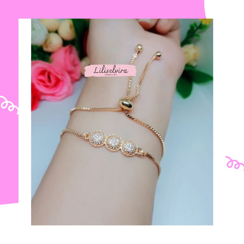 Gelang Serut Emas Permata 3 Asli Realpict 24 Karat