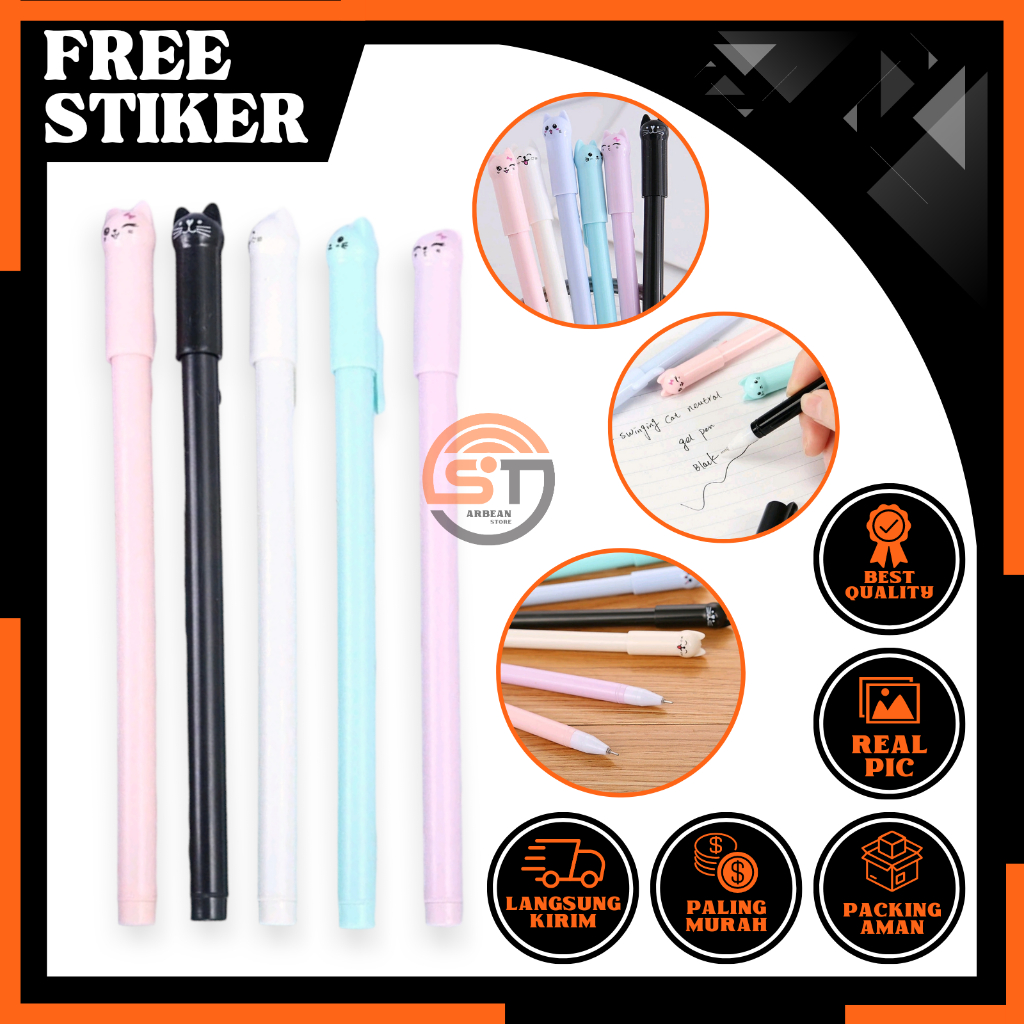 

1PCS Pulpen Karakter Kucing Lucu Pena Motif Warna Alat Tulis Bolpen Tinta Hitam Pen A077