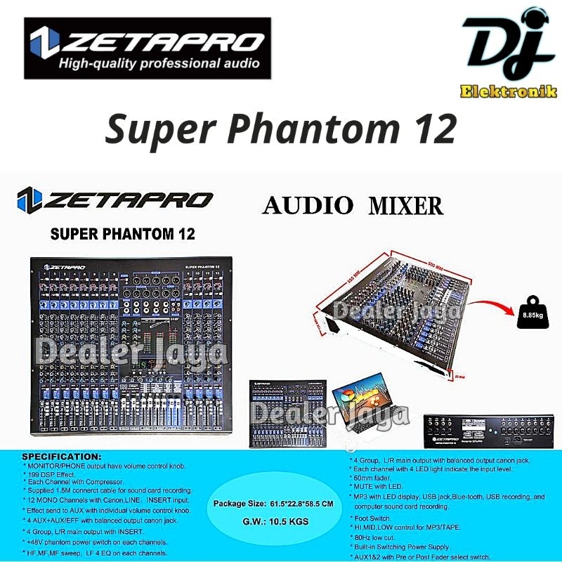 Mixer Analog Zetapro SUPER PHANTOM 12 - 12 channel