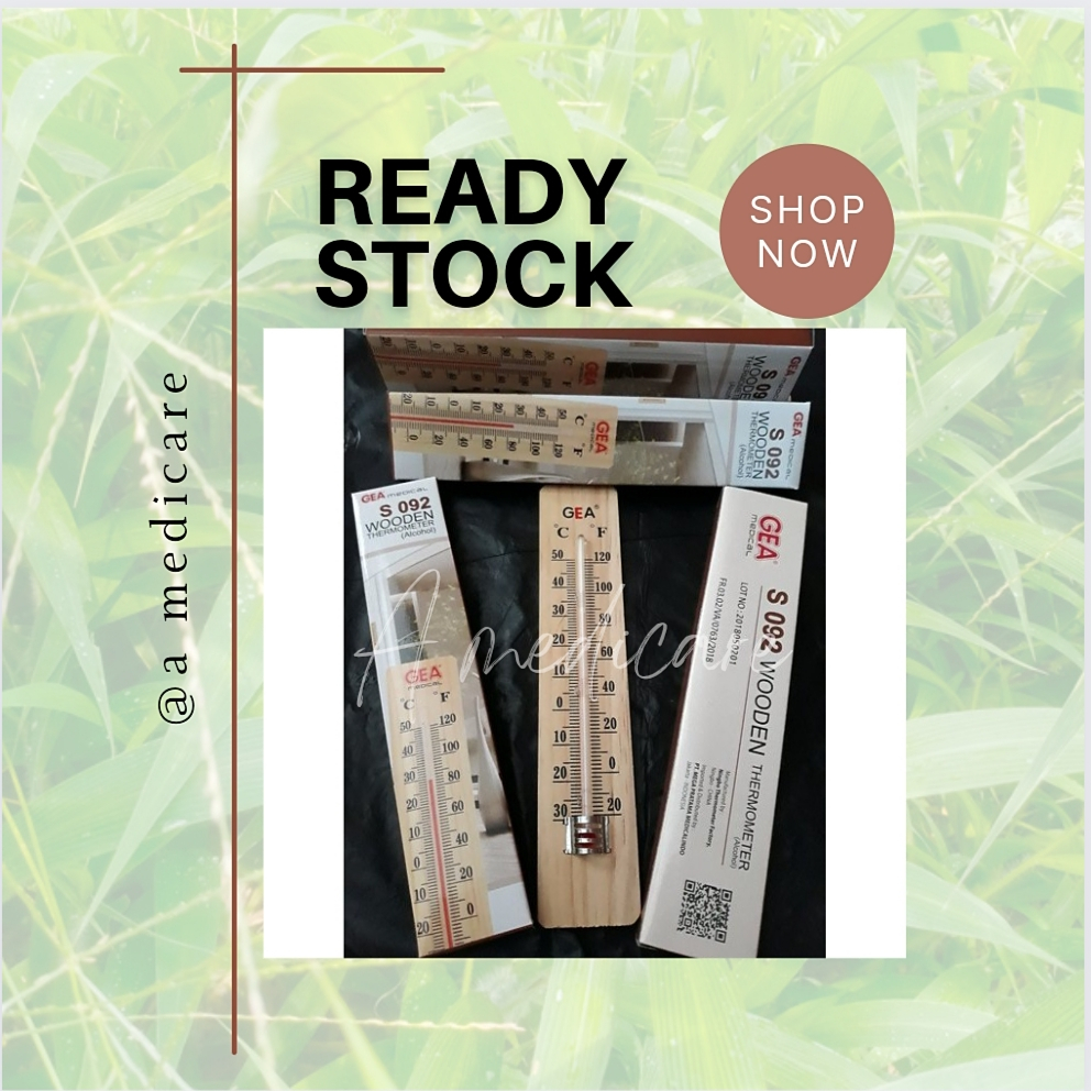 THERMOMETER RUANGAN DINDING GEA S 092 S092 WOODEN KAYU TERMOMETER