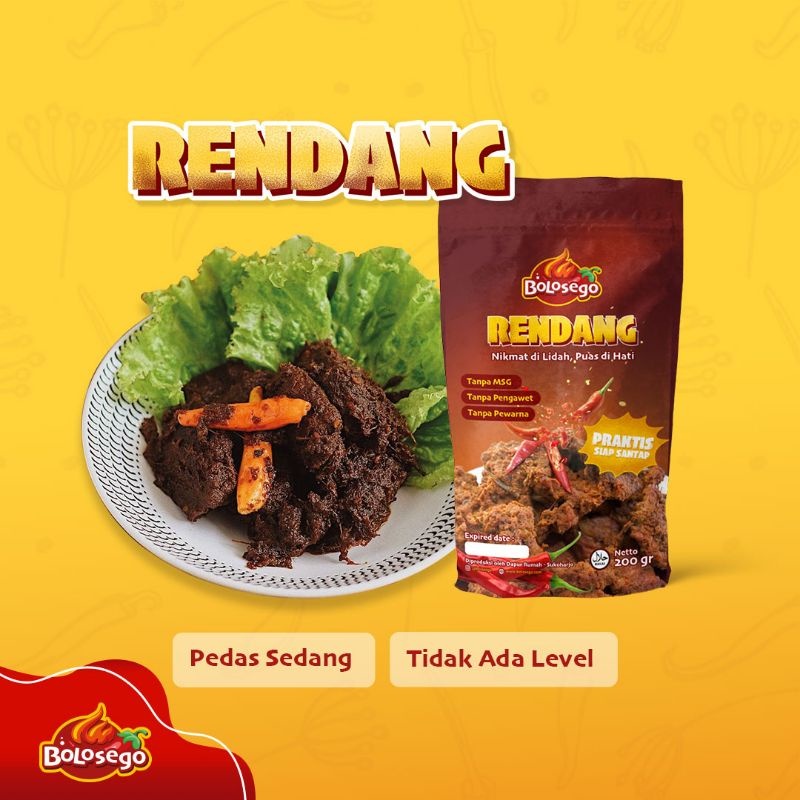 

RENDANG PEDAS SIGNATURE BOLOSEGO! 250 GRAM. BUMBU PREMIUM GARANSI ENAK ATAU GRATIS