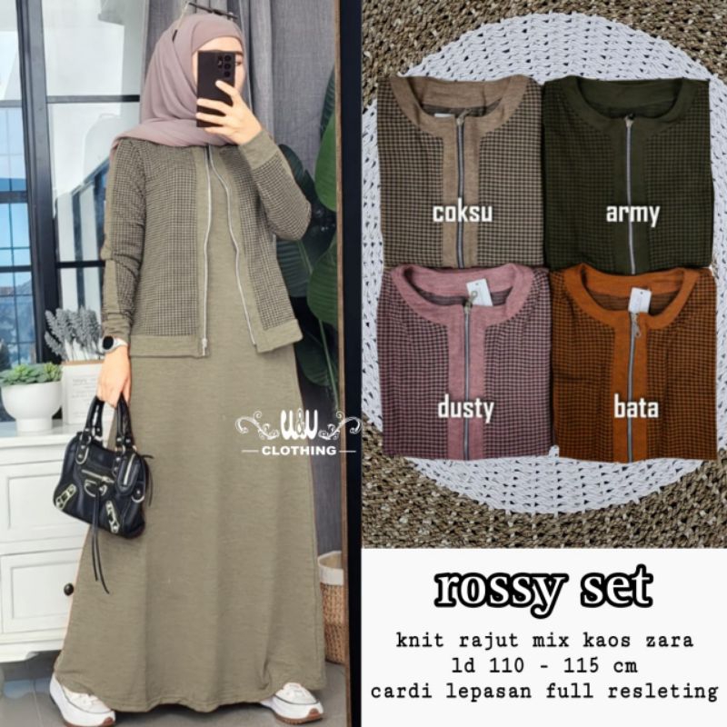 setelan Wanita Knit Rajut mix kaos Zara Rossy set bestseller
