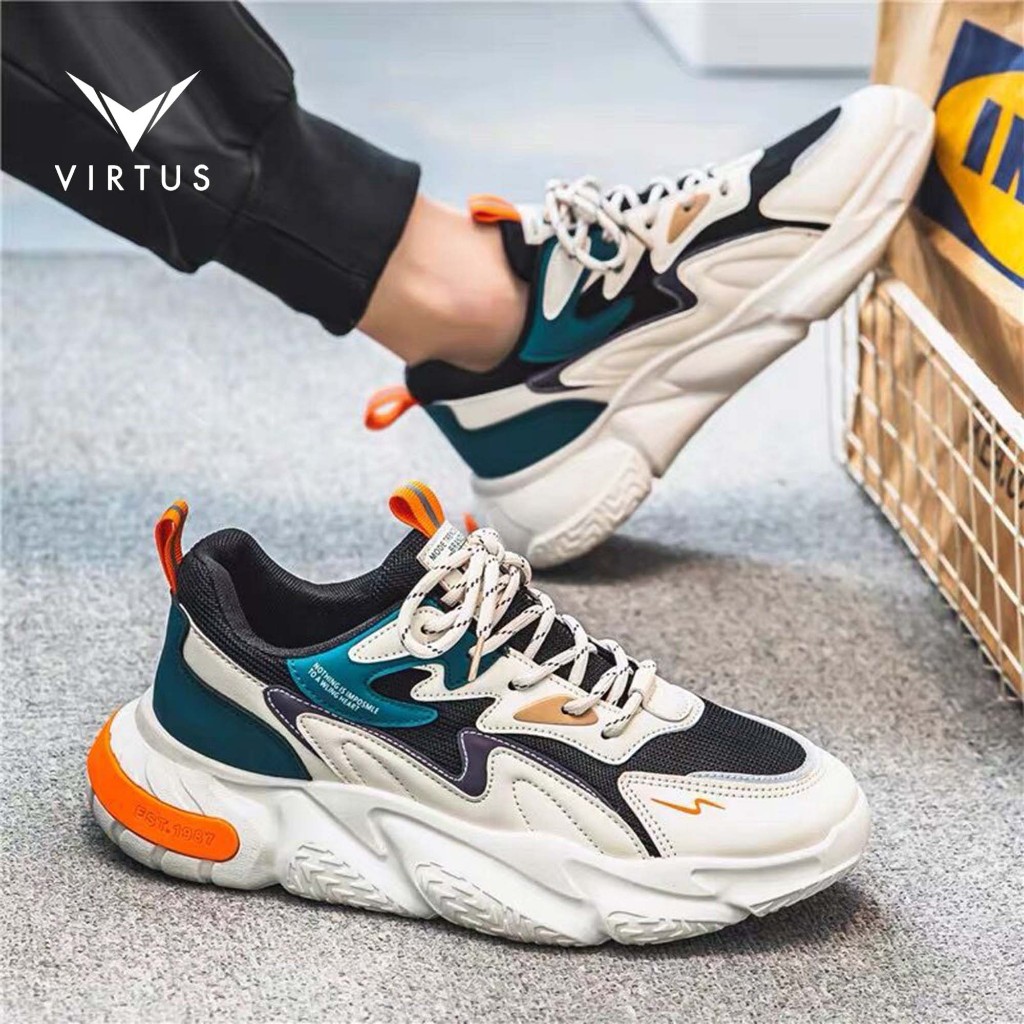 	 VIRTUS Wear 39 - 44 STORM - Sepatu Sneakers Pria Olahraga Running Casual Shoes Lari Tali Casual	