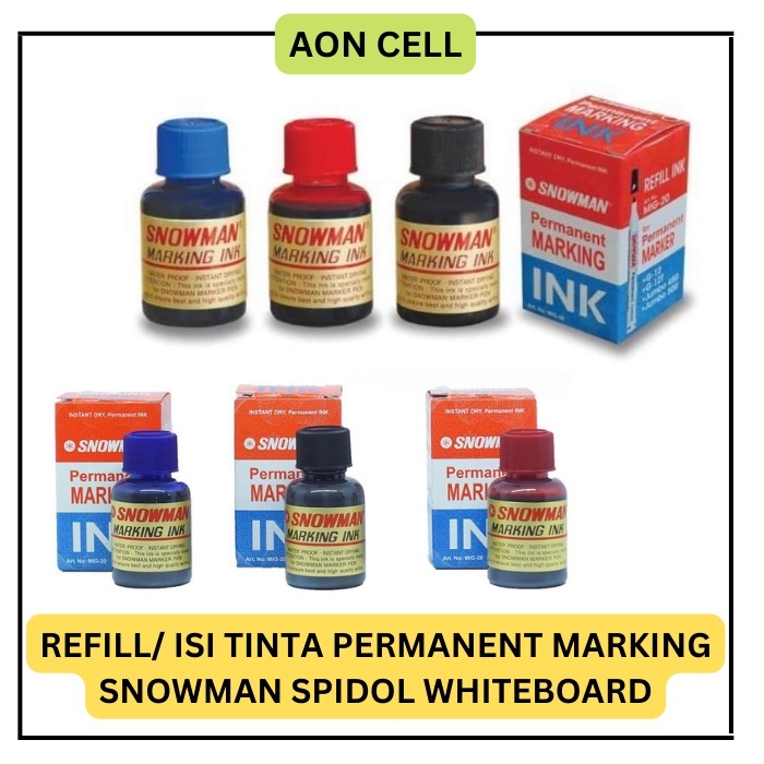 

REFILL ISI TINTA PERMANENT MARKING SNOWMAN SPIDOL MARKER PERMANEN