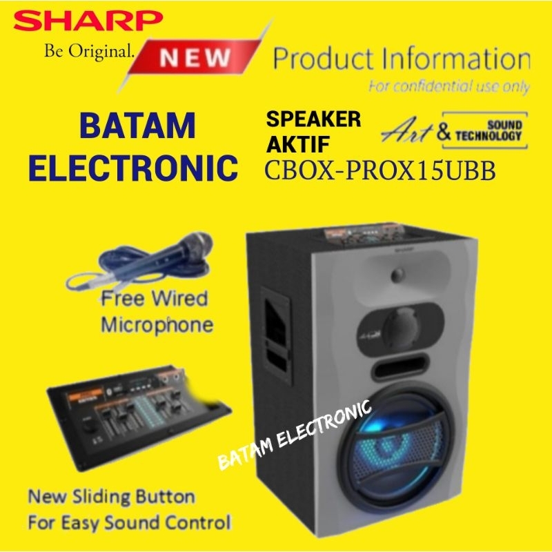 SPEAKER AKTIF SHARP CBOX-PROX15UBB / AKTIF SPEAKER 15 INCHI FREE MIC [ BATAM ]