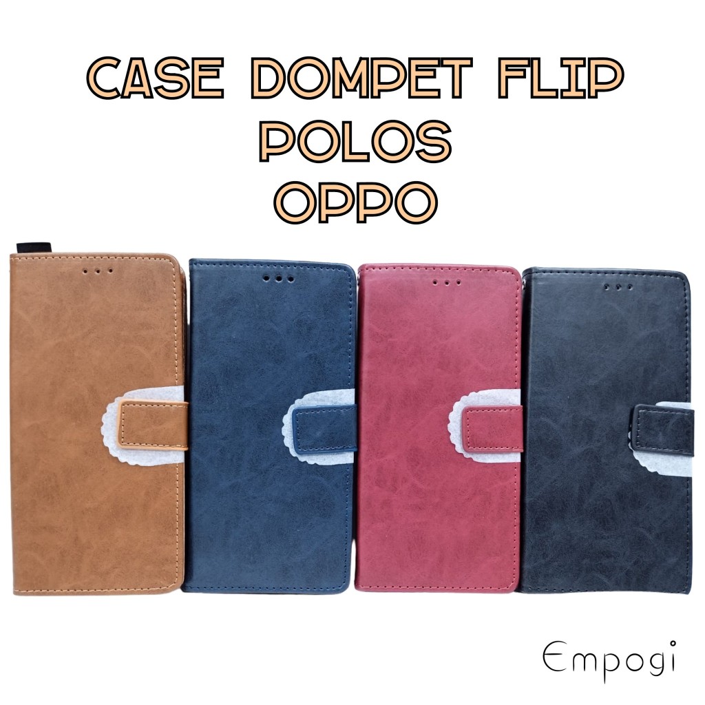 CASING DOMPET OPPO (A54, A74, RENO 2F, RENO 7Z) FLIP KULIT POLOS LEATHER CASE WALLET ALL TIPE HP