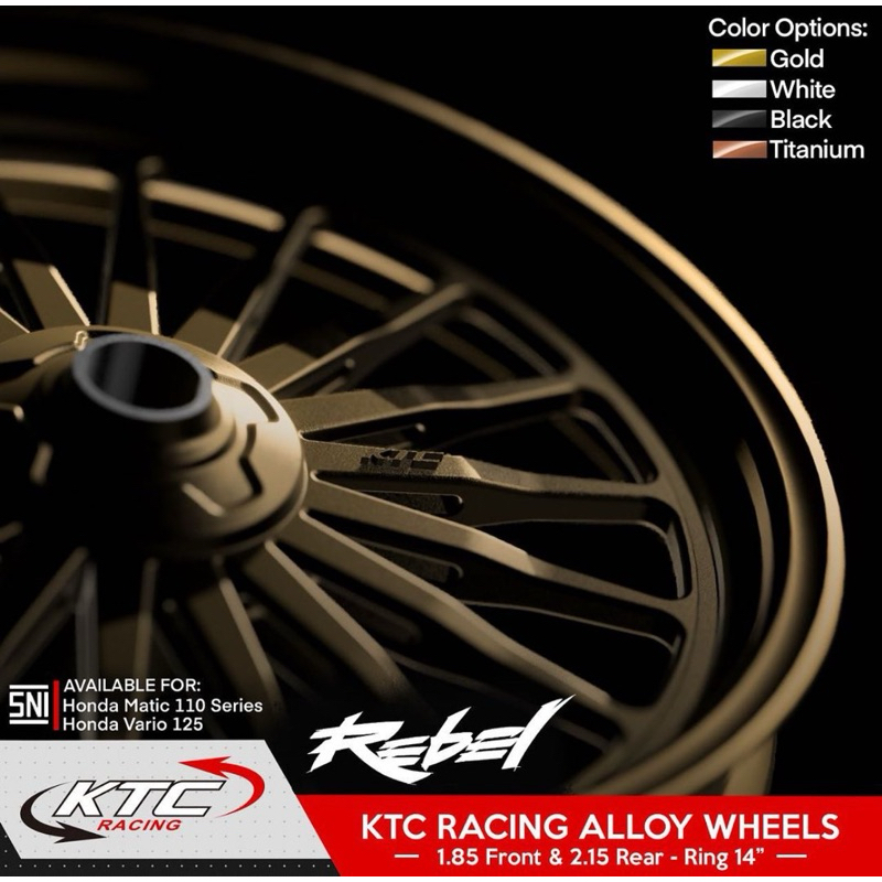 VELG KTC RACING REBEL ORIGINAL RING 14 ALLOY WHEELS PALANG 18 VARIO 110 BEAT SCOOPY GENIO SPACY VARIO 125 150 RING14 PALANG18 VARIO110 VARIO125 VARIO150 NEW 2023