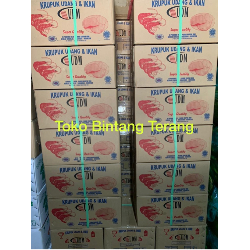 

Kerupuk Udang UDM Mede Sabit Kecil 1 Dus 5 kg / Krupuk Udang Ikan merk Udang Mas RWM / UDM MD Warna Putih per Karton 5kg 5 kilo dusan