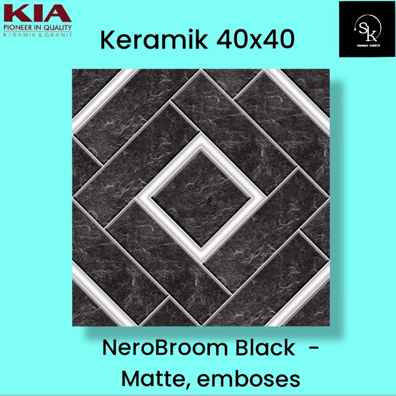Keramik lantai 40x40 Kia Nerobroom Black - Matt