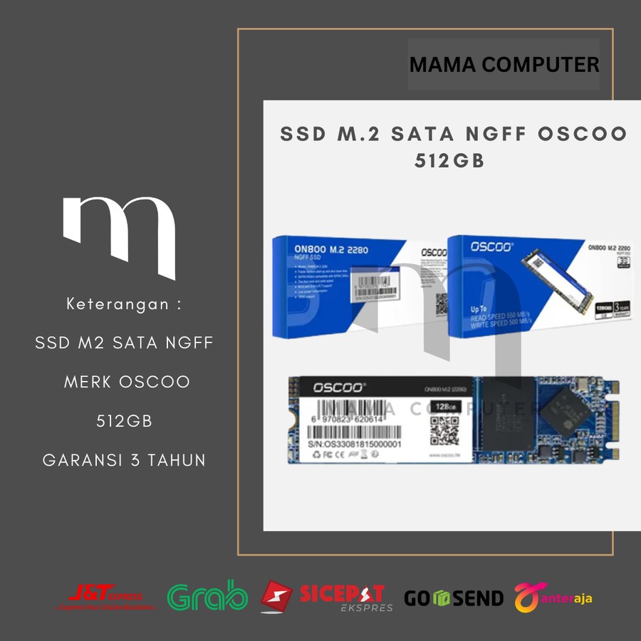 SSD M2 SATA NGFF 512GB OSCOO 512 GB / M.2 SATA