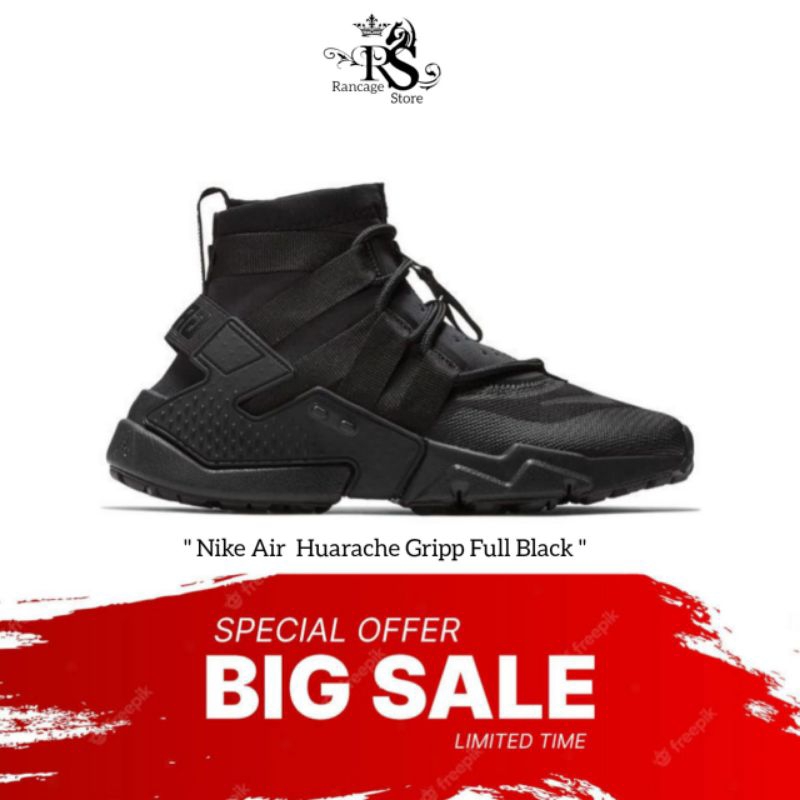 Sepatu N.K Air Huarache Gripp Full Black