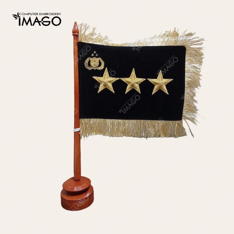Bendera meja Bintang 3 polri miniatur