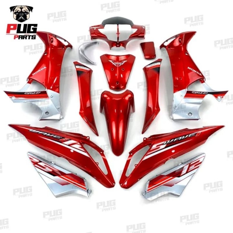 Sepaket Body Halus Warna Silver merah Candy New Motor Supra X 125 2005-2006