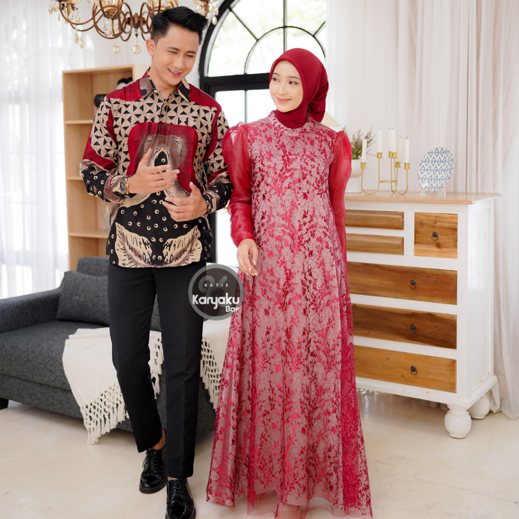 SET COUPLE GAMIS PREMIUM KEMEJA LENGAN PANJANG KANTOR KONDANGAN PESTA KARYAKU BAE PEKALONGAN