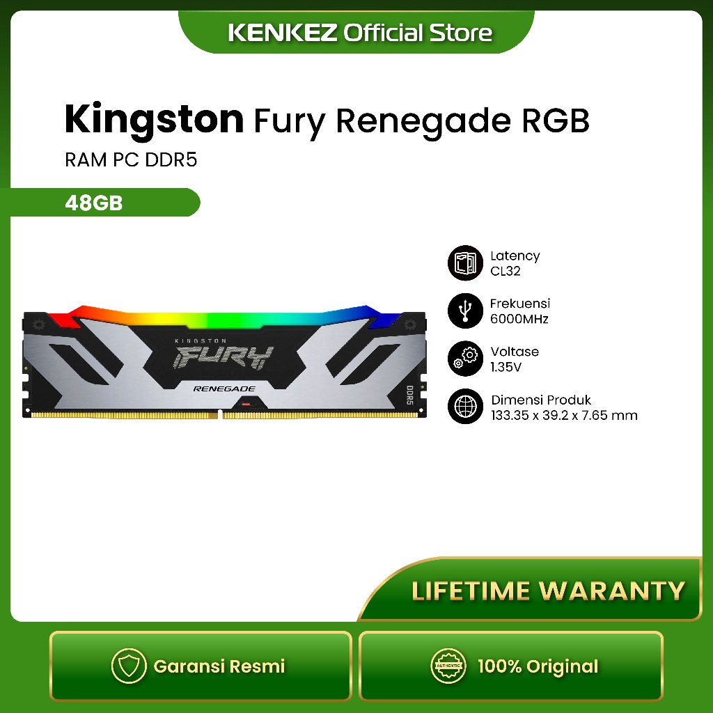 Kingston FURY RENEGADE RGB RAM PC 48GB DDR5 6000MHz CL32