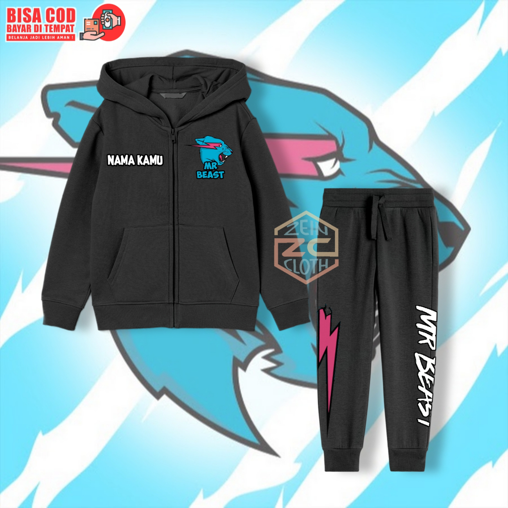 Setelan Anak Mr Beast / Set Anak Zipper Jogger Mr Beast
