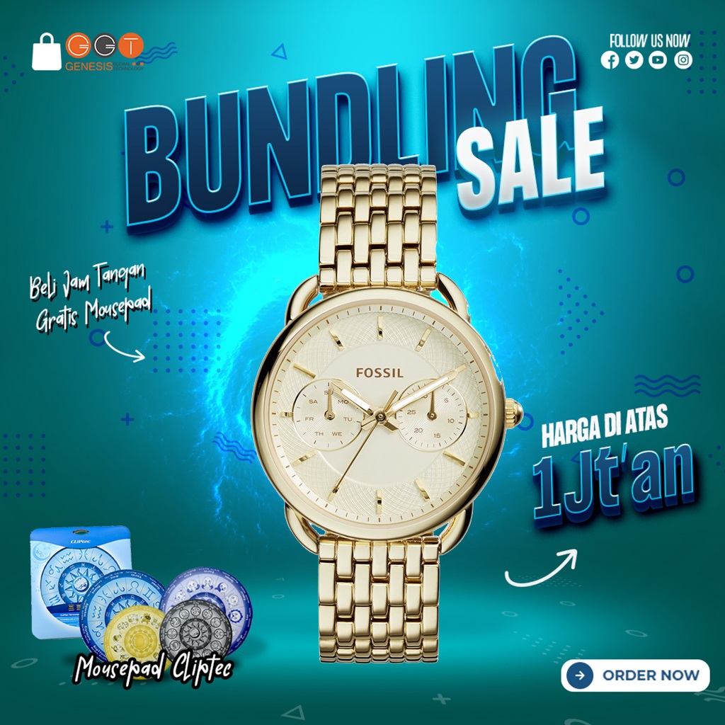 [DAPATKAN HADIAH] Jam Tangan Wanita Fos siI ES3714 Stainless Steel Gold Stainless Steel