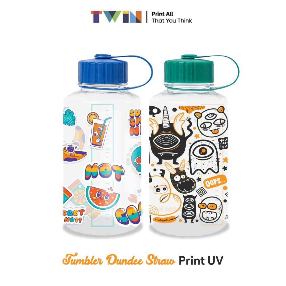 TWIN ADVERTISING Tumbler Dundee 1 liter  Custom Print Nama & Logo Botol Minum – Custom Dundee Plasti