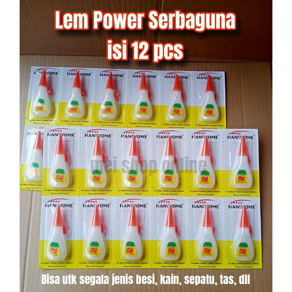 

LEM POWER GLUE HANDSOME / ATRICO HARGA PROMO 1 LEMPENG ISI 12 PCS