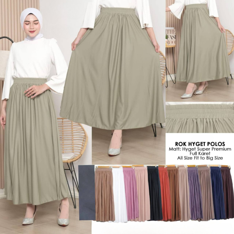 ROK POLOS BAHAN HYGET SUPER PREMIUM / BASIC SKIRT ROK JUMBO