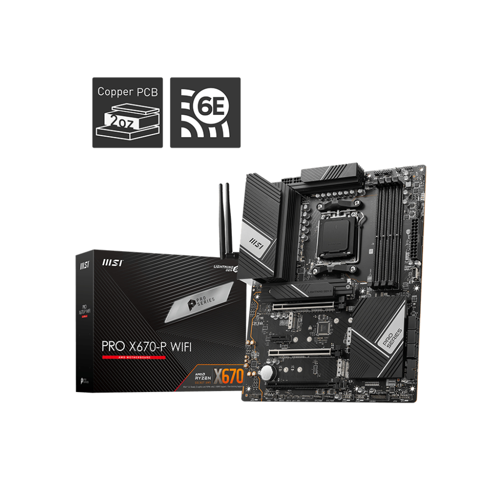 MSI X670 Motherboard ATX - Chipset AMD X670, Soket AM5, DDR5 128GB, PCIe 5.0 x16, Wi-Fi 6E, 2.5G LAN
