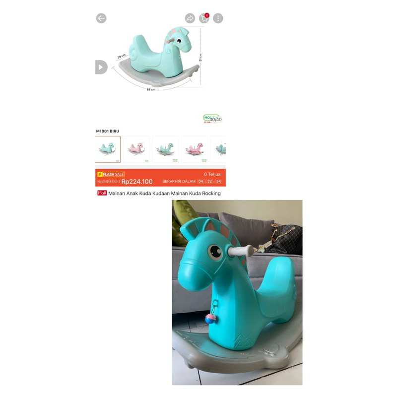 Preloved Mainan Horse Rocking Biru.