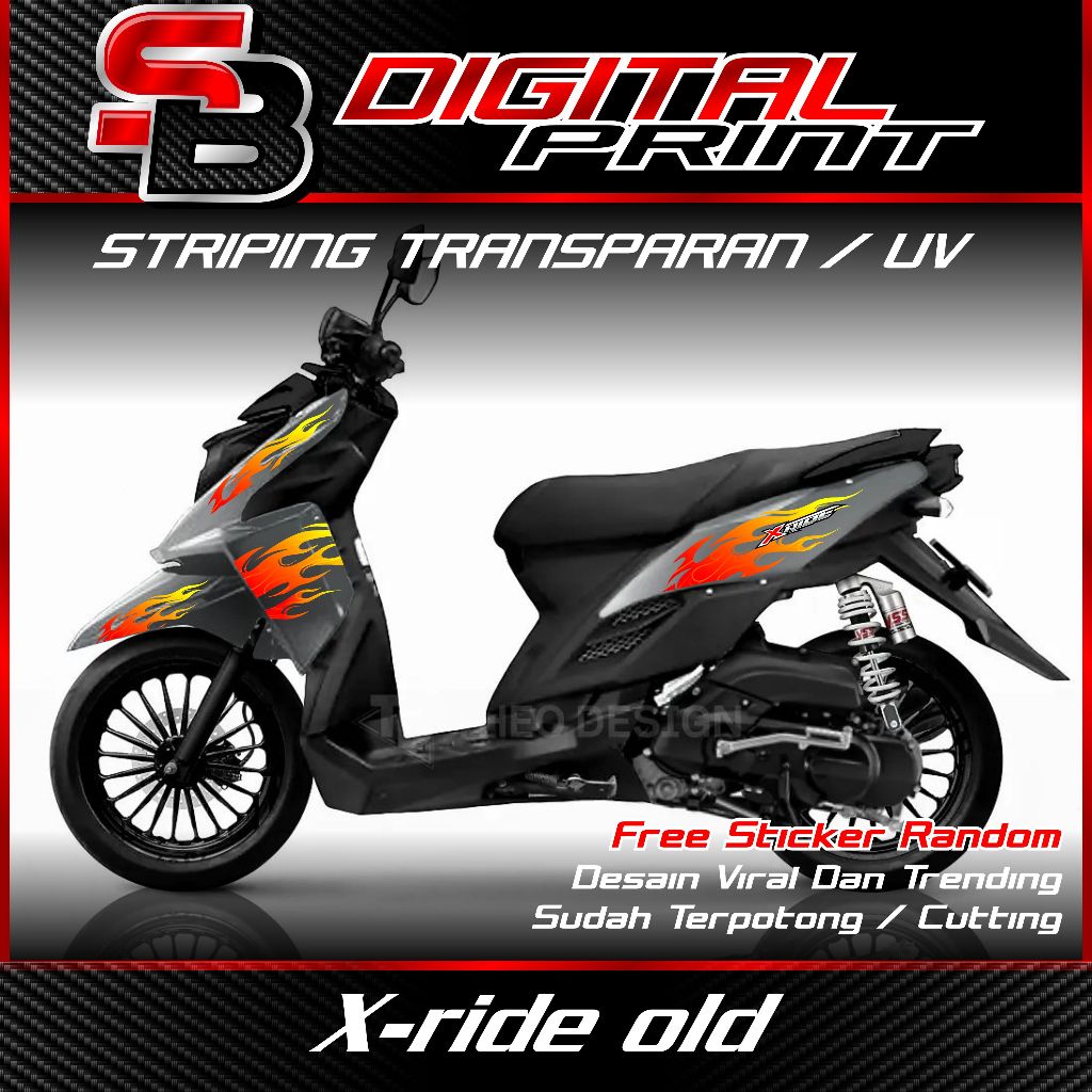 striping transparan x-ride old motif api