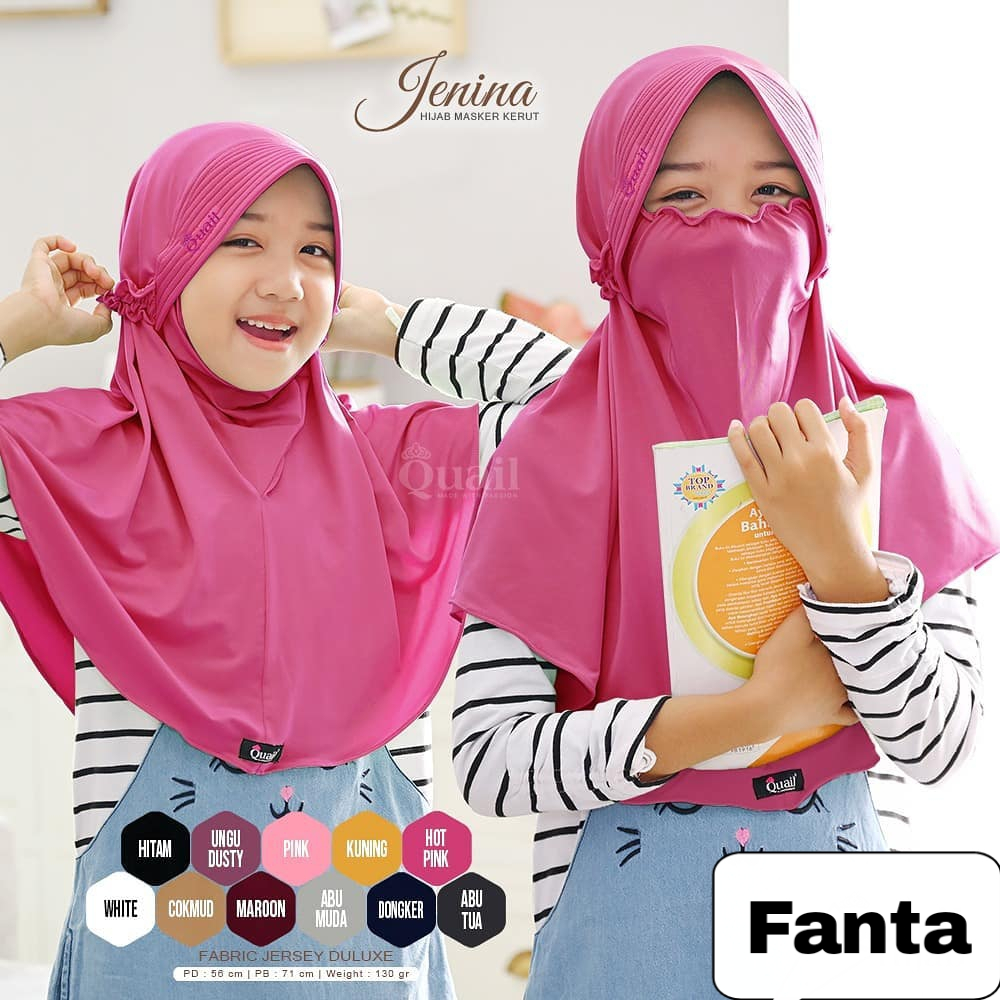 Hijab Instan Jenina/Jilbab Masker anak//Bergo Niqab//Jilbab cadar