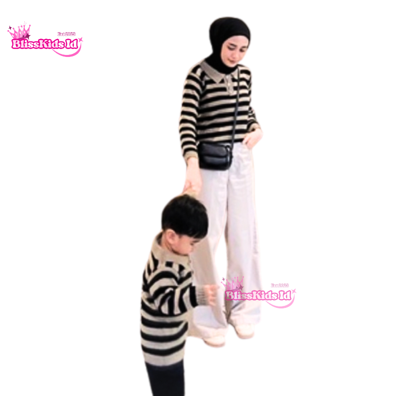 Blisskidsid Sweater Couple Ibu Anak Outer Ibu Anak Couple STRIPE