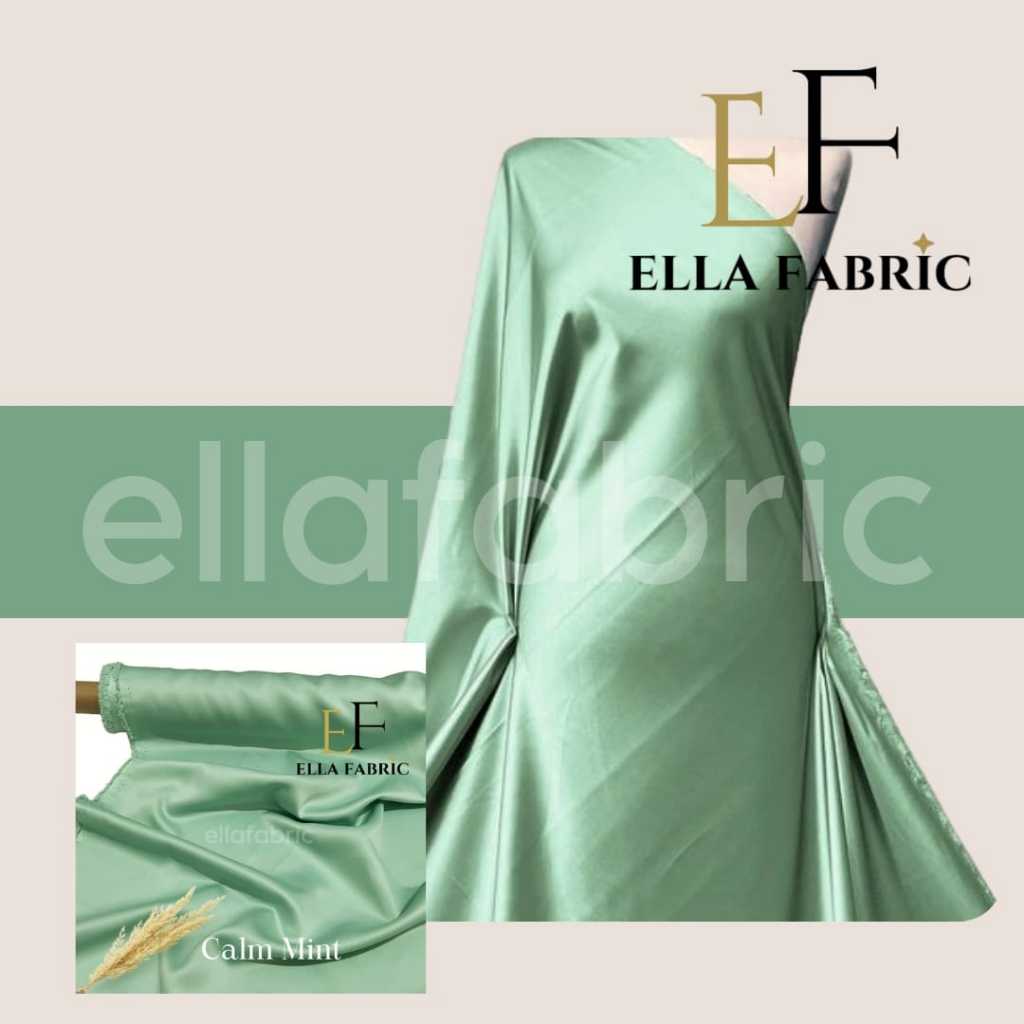 BAHAN KAIN SATIN PER KELIPATAN 1/2 (SETENGAH) Meter Satin Velvet Premium Calm Mint