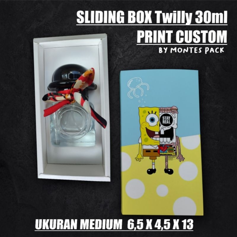 

SLIDING BOX PRINT CUSTOM / kotak sliding untuk botol parfum model twilly 30ml / fit botol Twilly 30ml