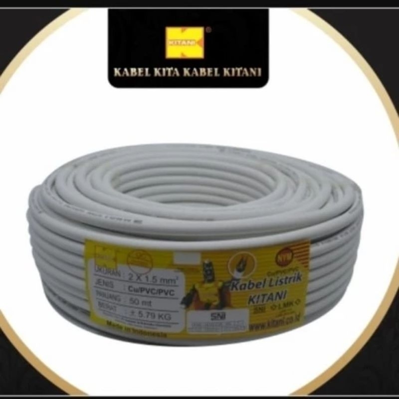 Kabel Instalasi Listrik NYM KITANI 2×1.5 SNI LMK Tembaga murni