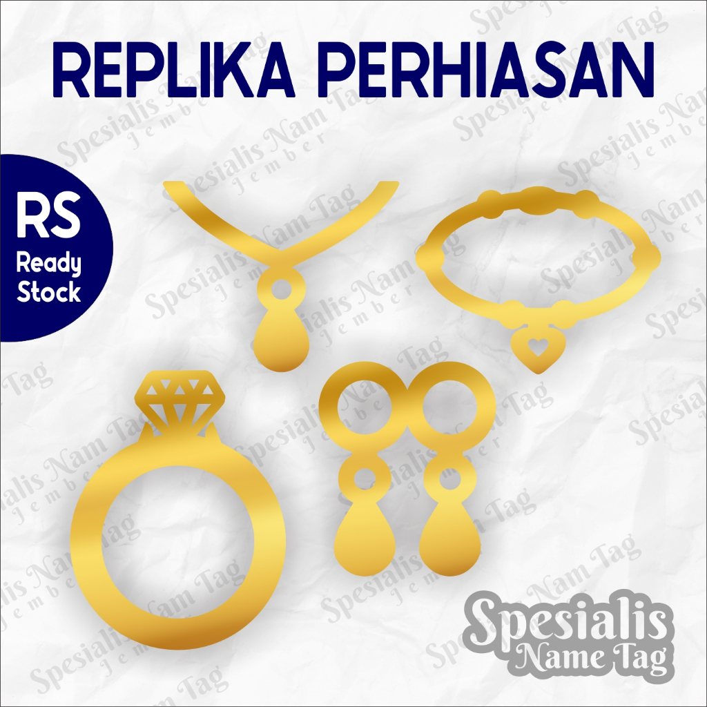 Set Replika Perhiasan Mini Akrilik Cermin Emas / Perak / Dekorasi / Mahar / Seserahan Replika Perhia
