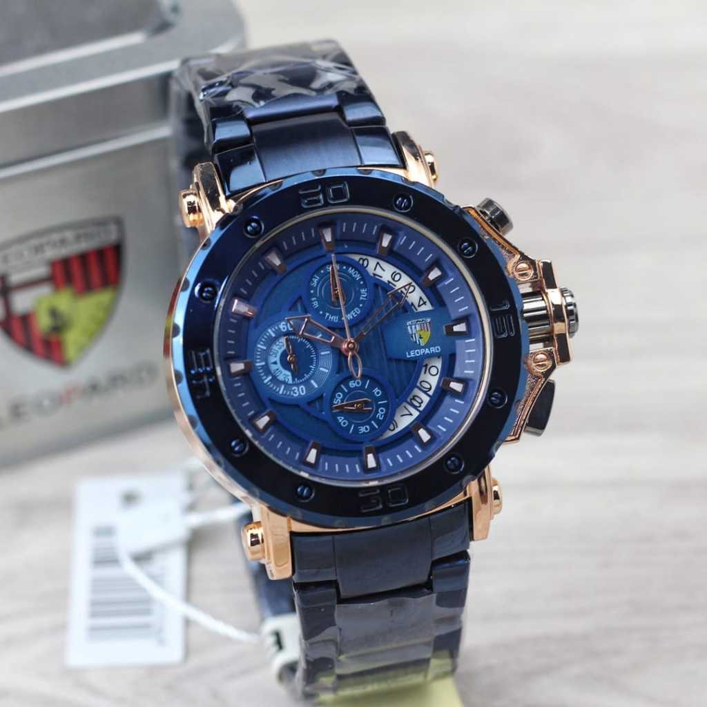 Jam Tangan Pria Leopard Rantai Chrono Aktif Uk 5cm