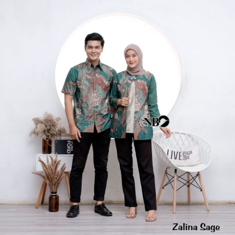 Batik Couple Blouse Bolero Modern Atasan Baju Batik Wanita Kantor Hem Pria Lengan Pendek Seragam Kan