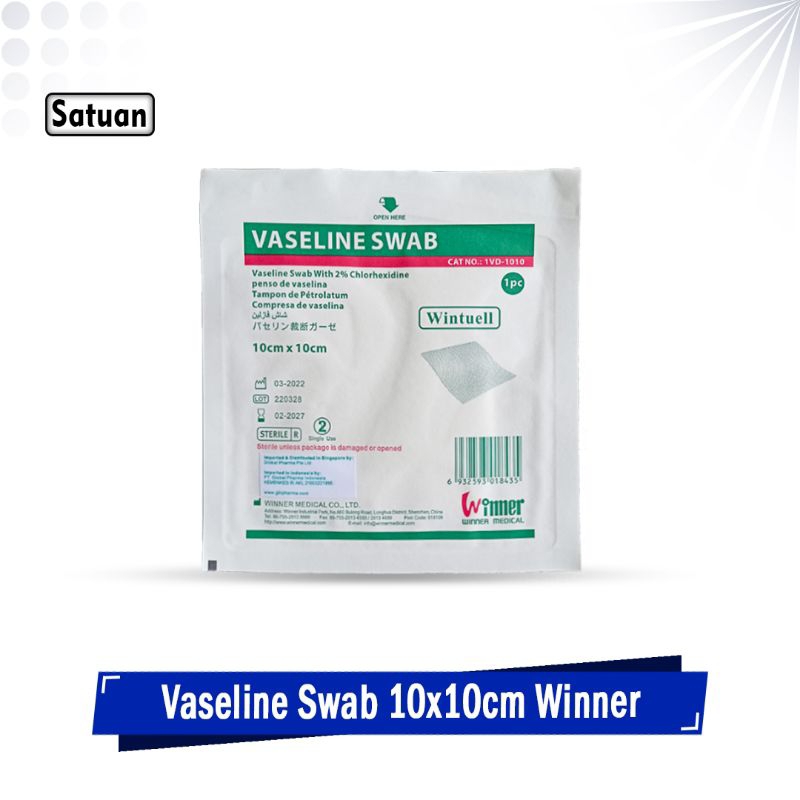 Vaseline Swab Winner 10x10cm Kasa Pembalut Luka Wintuel Sejenis Supratul dan Lomatul
