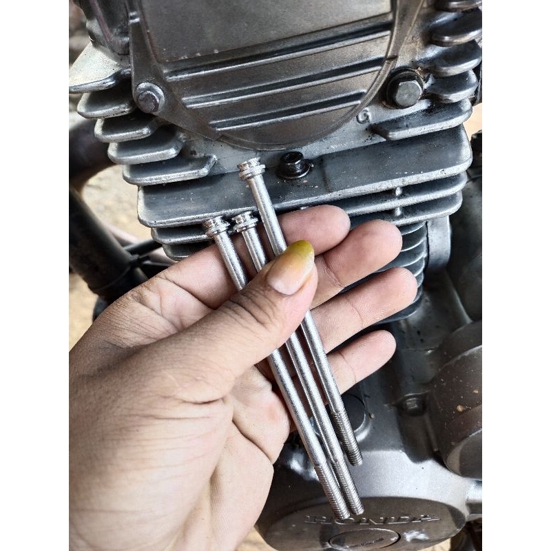 Baut silinder blok cb Tiger baut sunduk Tiger, baut stainless 12cm anti karat