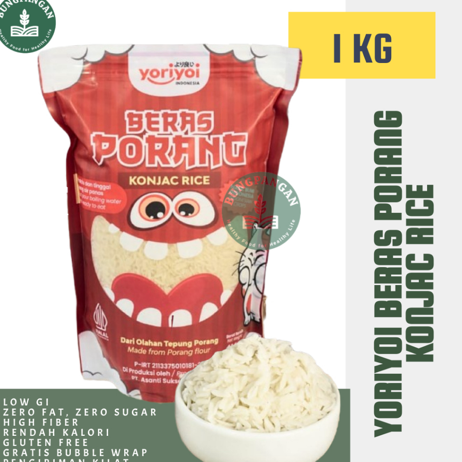 

Stok Banyak Beras Porang Shirataki Konjac YORIYOI 1 kg Sehat Diet Rendah Kalori Laris