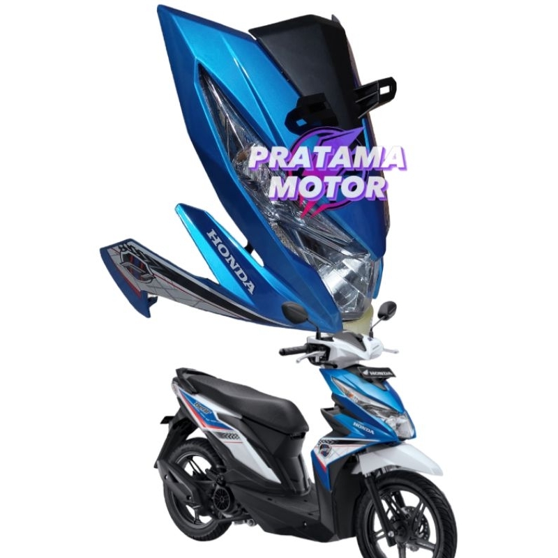 Full Set Tameng Body Depan Beat Fi ESP 2017 Biru Plus Sticker/Striping