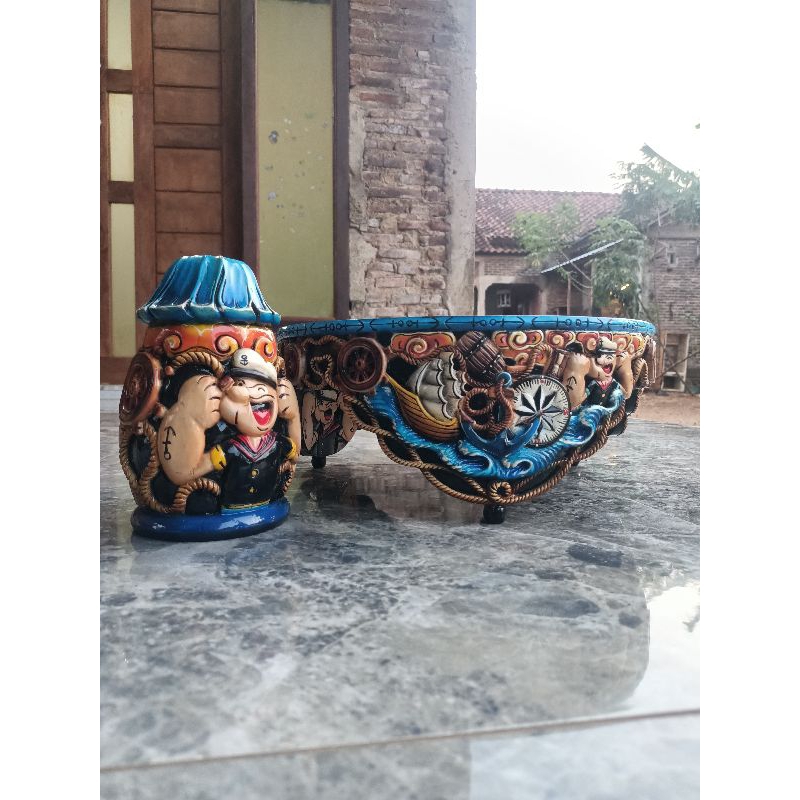 Tebok Lovebird sogon ukir motif Popeye