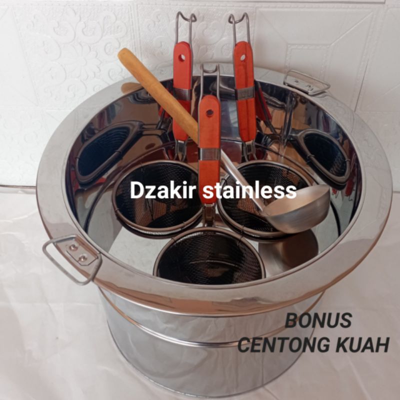 panci mie ayam 3 lubang/tong mie ayam bulat stainless/buleng