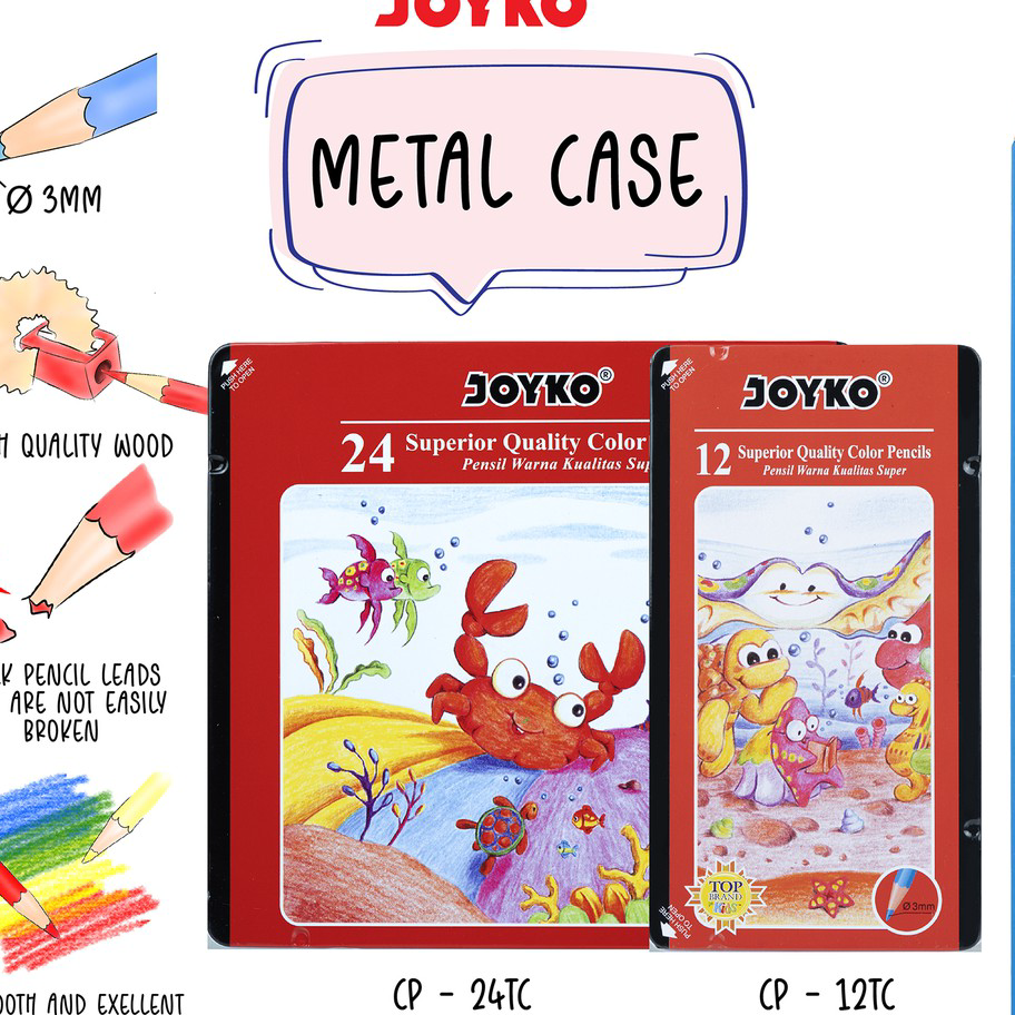 

Diskon Promo Joyko Pensil Warna Dengan Metal Case Color Pencils Hexagonal Grip Laris